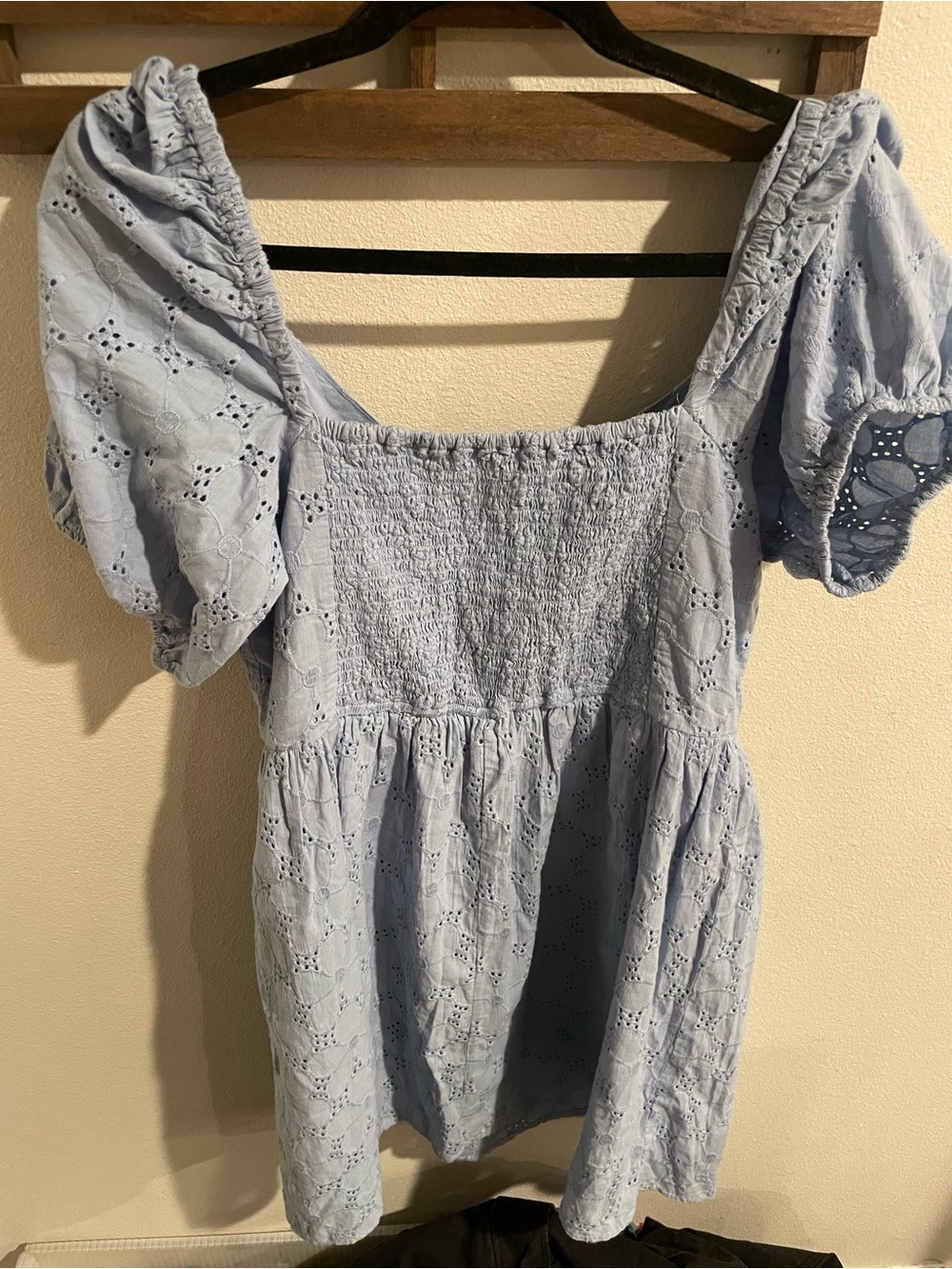 And Now This Light Blue Eyelet Puff Sleeve Women's Dress Size Large